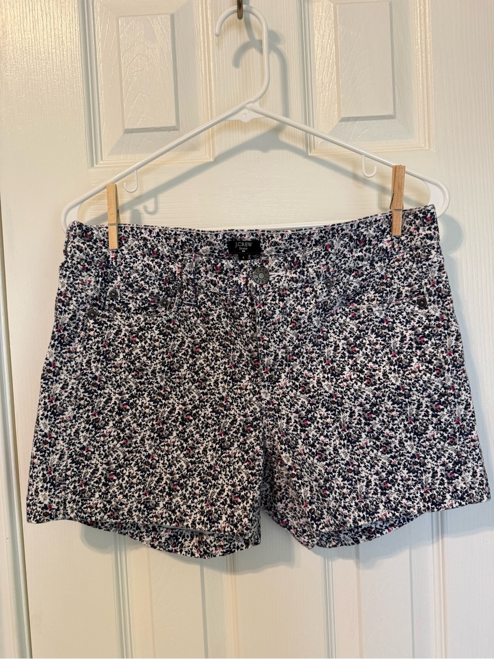 J. Crew Factory Floral Stretch Shorts Blue Style 44076
